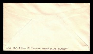 US SC# 1019 FDC / 1st Tacoma Stamp Club Cachet / Light Bending - L6337