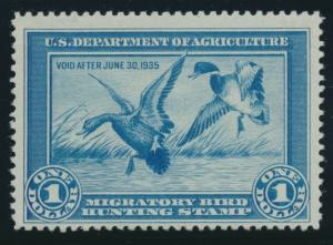 #RW1 $1 DUCK STAMP F-VF OG VLH CV $300 AU826