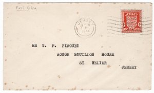 (I.B) Jersey Postal : German Occupation 1d (First Day Cover)