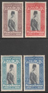 Egypt Scott 155/158 - SG178/181, 1929 Prince Farouk's Birthday Set MH*