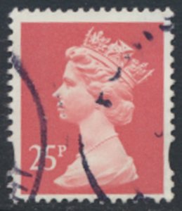 GB  Machin 25p SG Y1690 2 yellow bands Used SC# MH213 see scans & details