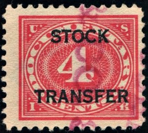 RD3 4¢ Stock Transfer Stamp (1918) Used