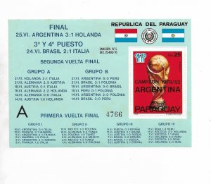 PARAGUAY 1978 WORLD FOOTBALL CUP ARGENTINA 78 EMBLEM FLAGS SS Sc C460 Mi BL329