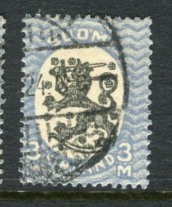 FINLAND; 1917-29 early Lion Type fine used hinged Shade of 3M. value