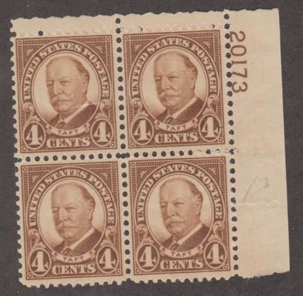 U.S. Scott #685 Taft Stamps - Mint NH Plate Block