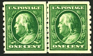 U.S. #392 MINT LINE PAIR OG HR