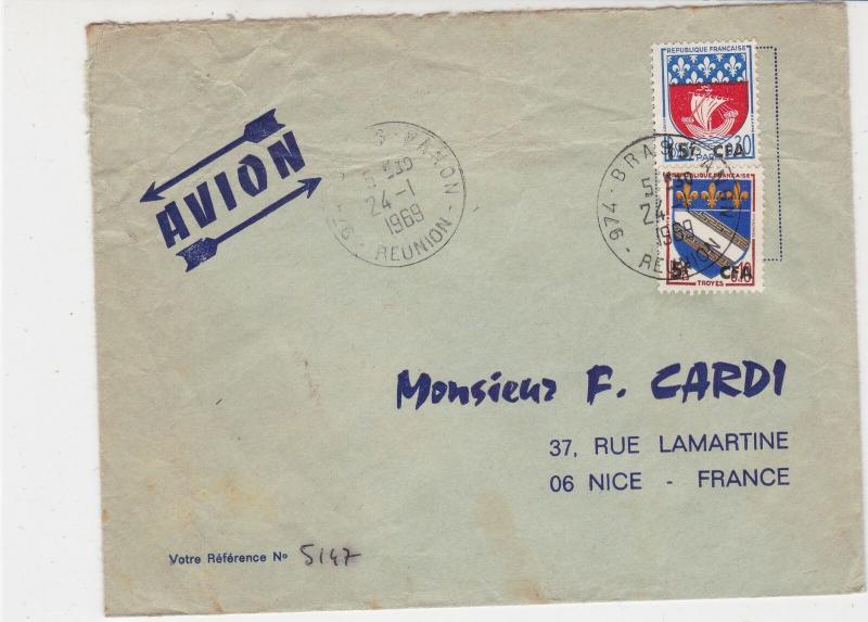 Republique Francaise 1969 Airmail to France Various Shields Stamps Cover Rf32397