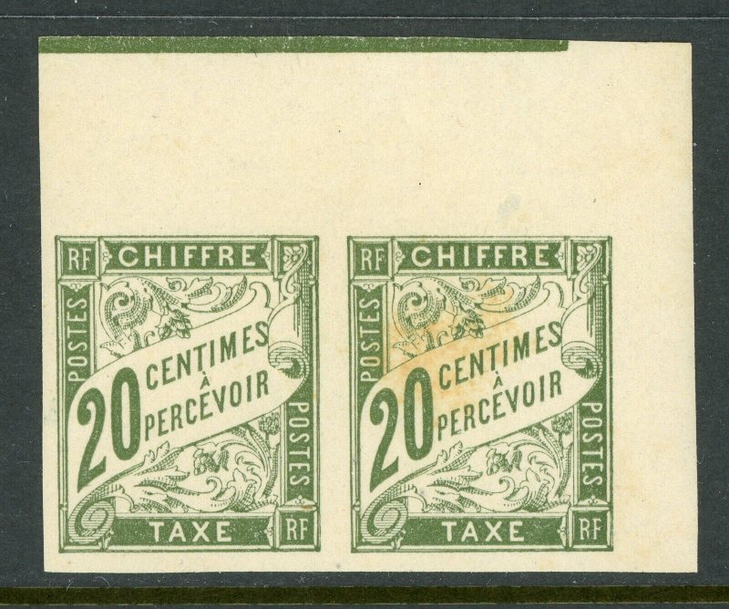 French Colony 1894 General Issues 20¢ Postage Due Sc #J18 Mint MARGIN PAIR D872