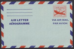 United States USA Air Post Stamped Envelope 1947 Airplane Sc. UC16a 4-lines MNH
