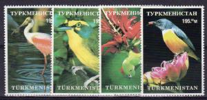 Turkmenistan 1998 Birds-Flowers Set (4) Perforated MNH