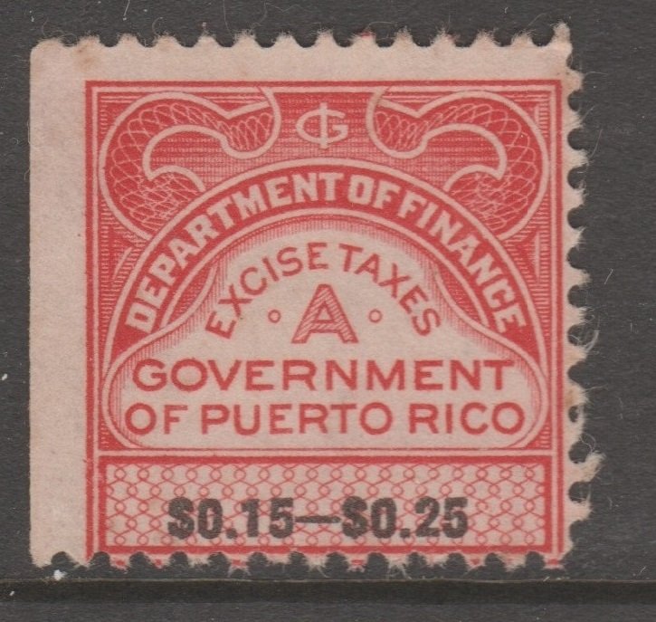 Puerto Rico Revenue fiscal Cinderella stamp 10-15- tnx