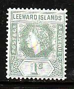 Leeward Is.-Sc#134- id9-unused hinged 1c QEII-1954-