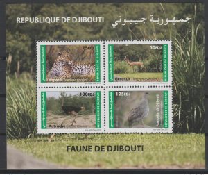 Djibouti 2012 Mi. Bl. 166 New MNH Fauna Leopard Panther Ostrich Bird-