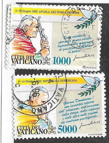 Vatican City #937-938    Travels of  Pope John Paul ll   (U) CV$8.50