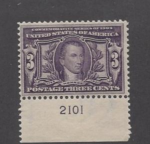 United States, 325, Louisiana Purchase Expo Plate Single, **Hinged**