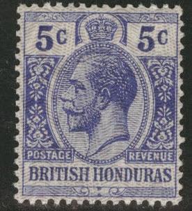 British Honduras Scott 87 MNH** KGV   5c Moire opt 1915