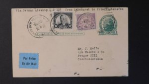 1929 Lakehurst NJ USA Graf Zeppelin LZ127 PS  Postcard  Cover to Czechoslovakia