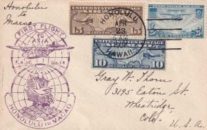 1937, Honolulu, HI to Macao, 1st Trans-Pacific Clipper Flt., See Remark (46024)