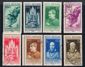 VATICAN 47-54 USED, TOP 5 HIGH VALUES USED, lower mnh