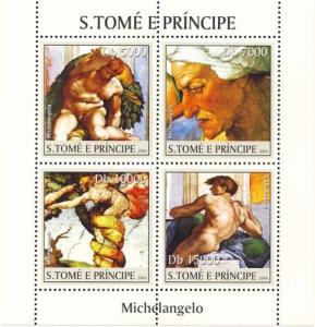 SAO TOME E PRINCIPE 2004 SHEET MICHELANGELO ART PAINTINGS st4127