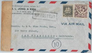 74610 - SURINAME - POSTAL HISTORY -  COVER  to USA with CENSOR TAPE! 1941
