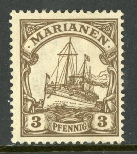 Mariana Islands 1901 Germany 3 pfennig Unwatermarked Yacht Ship Sc #17 Mint E337