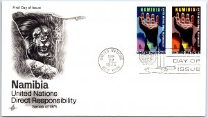 UN UNITED NATIONS FIRST DAY COVER DIRECT RESPONSIBILITY FOR NAMIBIA 1975 #3