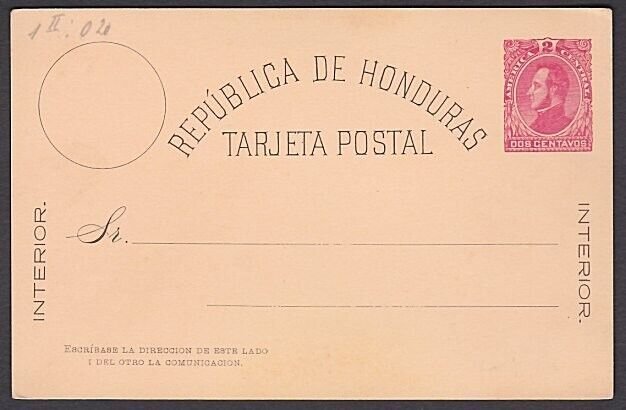 HONDURAS Early 2c postcard unused..........................................a3067