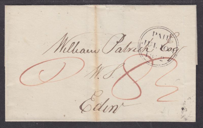 Great Britain, 1832 Stampless cover, double ring PAID