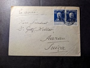 1940 Portugal Airmail Cover Lisbon to Aarau Switzerland