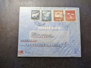 1941 Censored Chile Airmail WWII Cover Punta Arena to Herdecke Germany