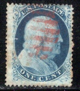 United States Scott # 24, used, red cancellation