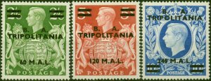 Tripolitania 1950 Set of 3 Top Values SGT24-T26 V.F MNH