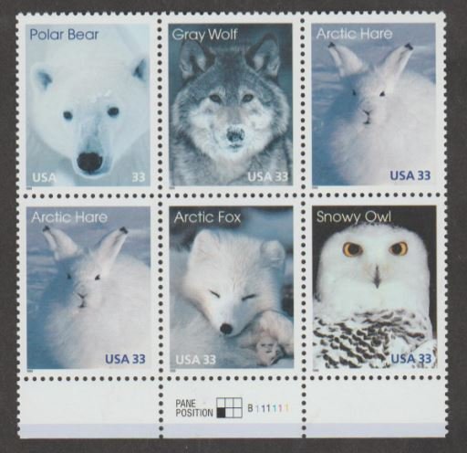 U.S. Scott #3288-3292 Arctic Animals Stamps - Mint NH Block of 6