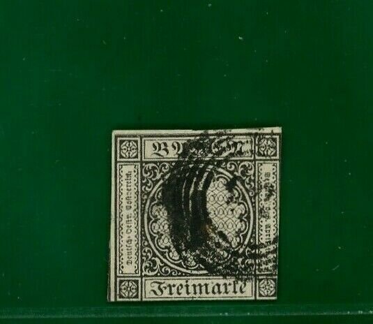 Germany Baden 1851 1kr THIN PAPER first printing FU Scott.1a cat $800 ORANGE342