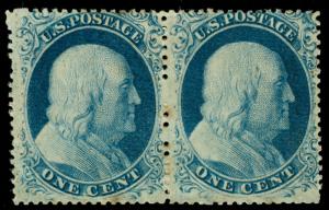 MOMEN: US STAMPS #22 PAIR MINT OG H PF CERTIFICATE