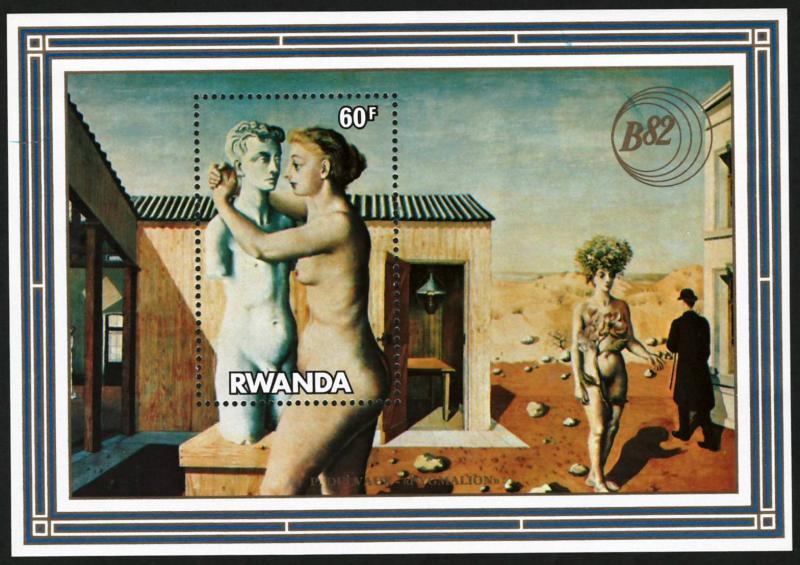 RWANDA 1982 VF MNH Souvenir Sheet Sc # 1110 Pygmalion by P. Delvaux CV 3.00$