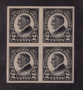 1923 HARDING imperf Sc 611 MNH XF fresh full original gum, block of 4