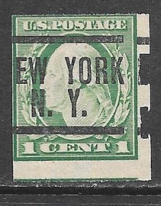 USA 481: 1c Washington, New York precancel, Schermack Type III, used, AVG