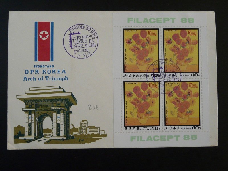 Van Gogh Filacept 1988 M/S sheetlet FDC North Korea 1988
