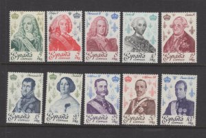 Spain #2123-32  (19768 Rulers of Spain set) VFMNH CV $3.70