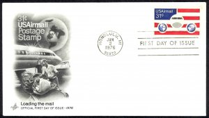 USA Sc# C90 (ArtCraft) FDC (a) (Honolulu, HI) 1976 1.2 31c Plane, Globe & Flag