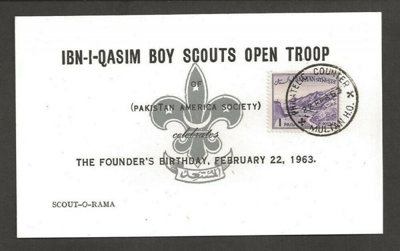 1963 Pakistan Boy Scouts Scout-o-Rama IBN-I-Qasim card