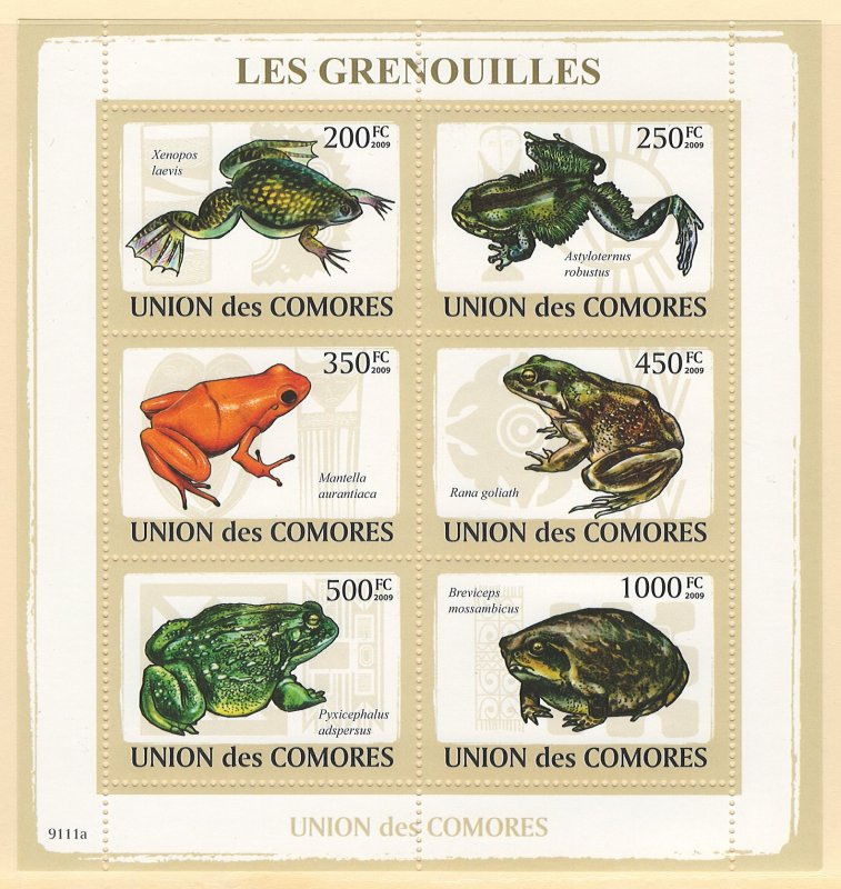 Comoros Scott 1095 Souvenir Sheet MNH! Frogs!