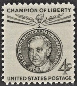 US 1136 MNH VF 4 Cent Ernst Reuter Champion of Liberty