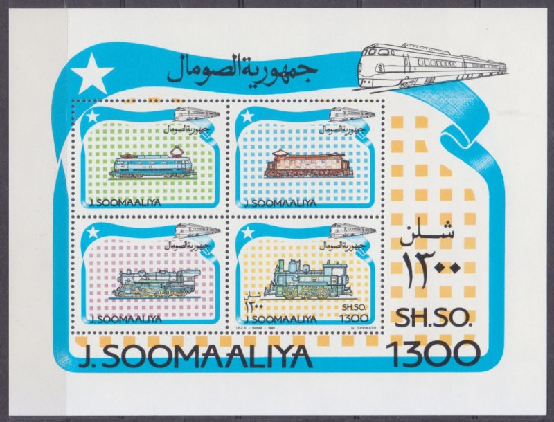 1994 Somalia 527/B33 Locomotives 6,00 €