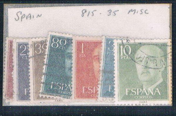 Spain 815- Used Partial Set Scott num range Shown 1954 (S0741)