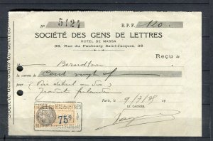 FRANCE; 1920s early fine used Revenue Document stamped item