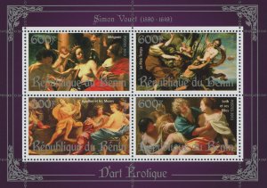 Erotic Art Paintings Simon Vouel Souvenir Sheet of 4 Stamps Mint NH