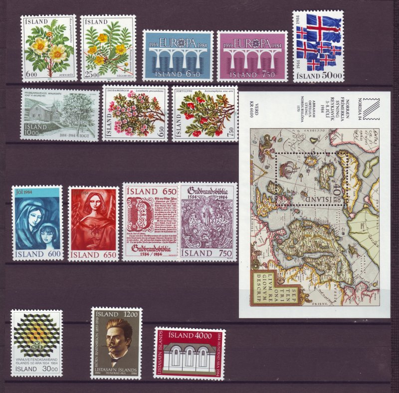 Z878 JLstamps 1984 iceland mnh year set #586-up